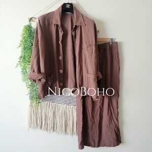Chico's linen Set Shacket and skirt Matching set Boho Vacation Style